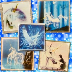 Vintage 1980 plaque bundle Unicorn Nature Woods Fantasy Sci-Fi Creature 5 bundle